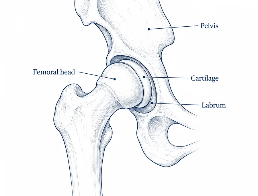 Labeled anatomy of the hip