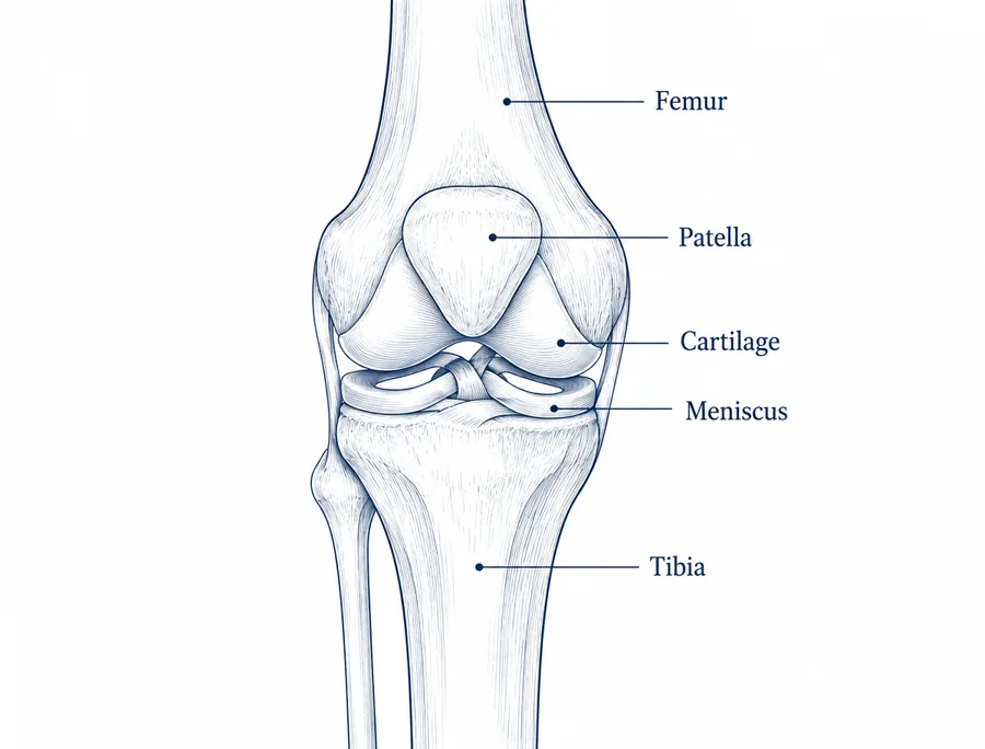 Labeled anatomy of the knee