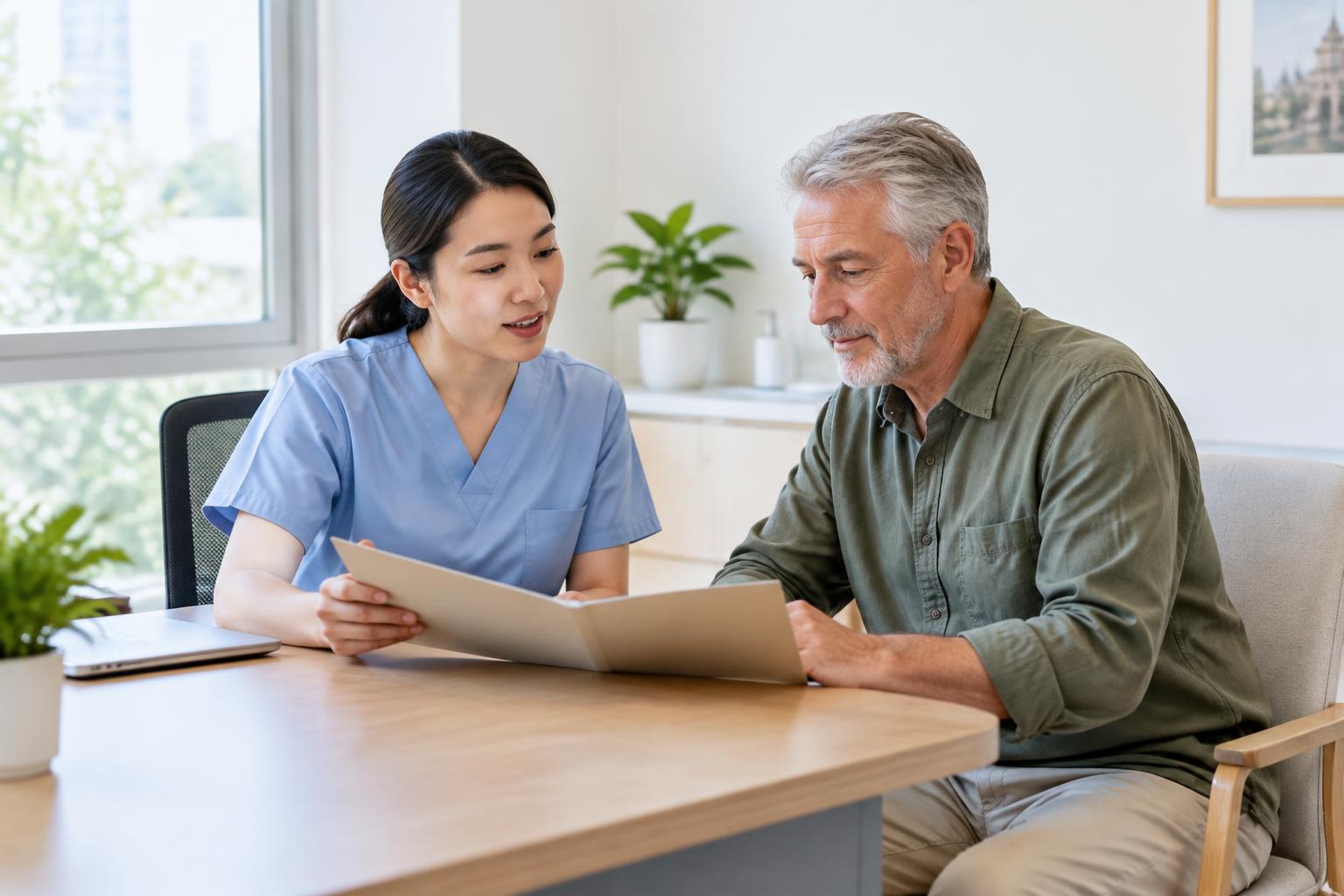A medical consultation and review of patient records