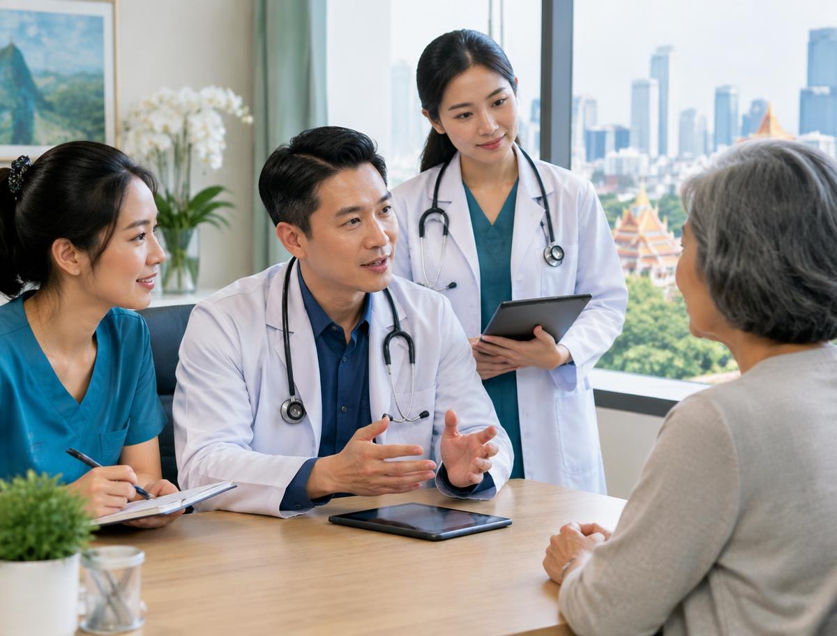 Medical team in conversation with a patient